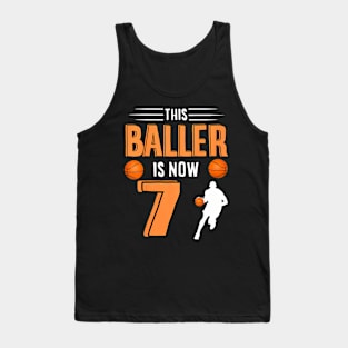 Kids 7Th Birthday Basketball This Baller Is Now 7 Tank Top